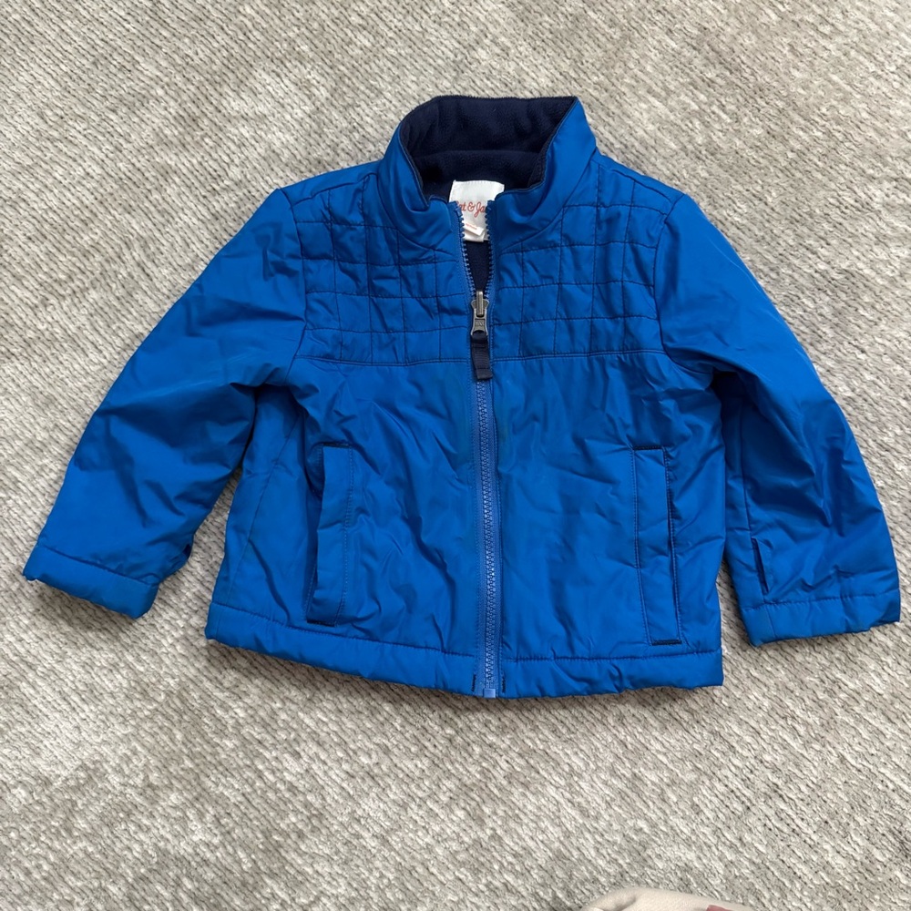 Cat & Jack Toddler Blue Puffer Coat Jacket Size 2T Fleece Lined